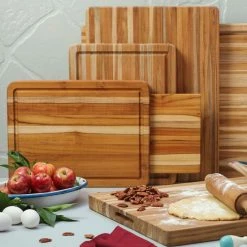 TeakHaus Edge Grain Carving Board W/ Hand Grip + Juice Canal (Rectangle) | 24" X 18" X 1.5" -Outlet Utensils Store 01.9 traditional