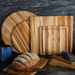 TeakHaus Edge Grain Cutting/Serving Board + Juice Canal (Square) | 11.75" X 11.75" X 0.5" -Outlet Utensils Store 04.5 essential 4