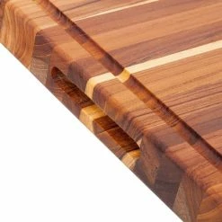 TeakHaus Edge Grain Carving Board W/Hand Grip + Juice Canal (Rectangle) | 24" X 18" X 1.5" With Board Seasoning Stick -Outlet Utensils Store 108.2 traditional 1
