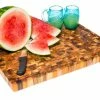 TeakHaus End Grain Carving Board W/Hand Grip + Juice Canal (Rectangle) | 24" X 18" X 1.5" 2 TeakHaus End Grain Carving Board W/Hand Grip + Juice Canal (Rectangle) | 24" X 18" X 1.5" -Outlet Utensils Store 333proteak end grain cutting board w juice canal