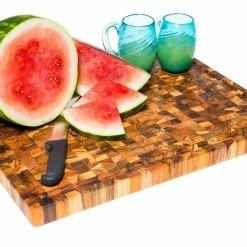 TeakHaus End Grain Carving Board W/Hand Grip + Juice Canal (Rectangle) | 24" X 18" X 1.5"