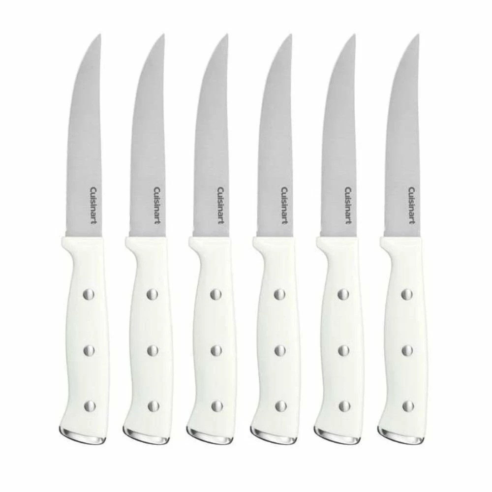 Cuisinart Classic 6-Piece Triple Rivet Steak Knife Set | White 3 Cuisinart Classic 6-Piece Triple Rivet Steak Knife Set | White