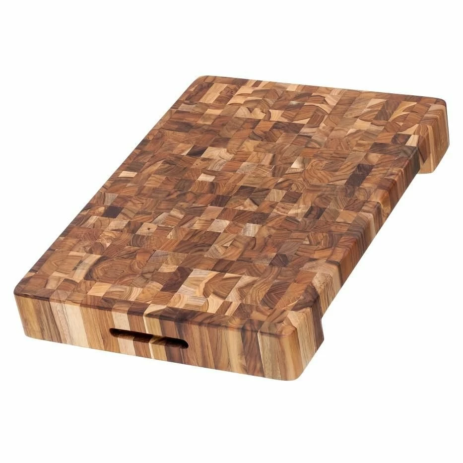 TeakHaus End Grain Butcher Block W/Hand Grip + Bowl Cut Out (Rectangle) | 20" X 14" X 2.5" 3 TeakHaus End Grain Butcher Block W/Hand Grip + Bowl Cut Out (Rectangle) | 20" X 14" X 2.5"