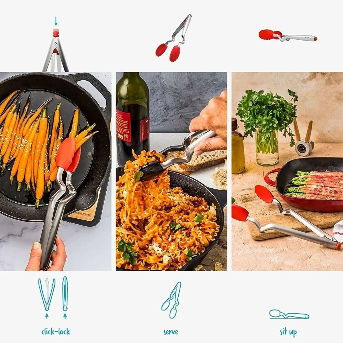 Dreamfarm 12" Clongs Silicone Tongs | Red 6 Dreamfarm 12" Clongs Silicone Tongs | Red - Image 4