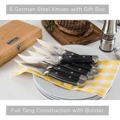 Viking 6-Piece Steak Knife Set With Box | Black -Outlet Utensils Store 81tggybtw l. ac sl1500