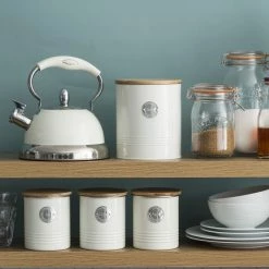 Typhoon Living Collection 1-Quart Tea Canister | Cream -Outlet Utensils Store creamcanisters1