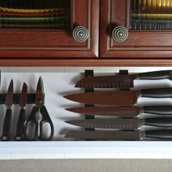 Drop Block Under Cabinet Knife Storage Rack - Large, White