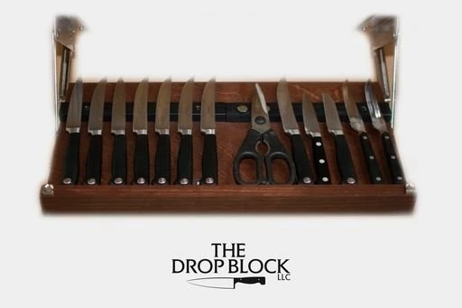 Drop Block Under Cabinet Knife Storage Rack - Large, Cherry 3 Drop Block Under Cabinet Knife Storage Rack - Large, Cherry