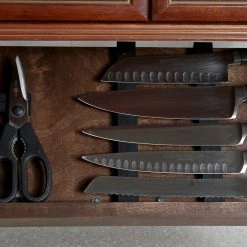 Drop Block Under Cabinet Knife Storage Rack - Small, Walnut -Outlet Utensils Store dropblockwalnut2knifestorage 1