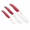 Kyocera Revolution Red & White Ceramic 3-Piece Knife Set -Outlet Utensils Store fk 3pc whrd
