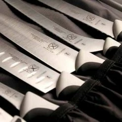 Mercer Cutlery Mercer Millennia 8pc Knife Roll Set (White) -Outlet Utensils Store m21821wh mercer white millennia 8pc knife roll set