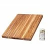 TeakHaus Edge Grain Carving Board W/Hand Grip (Rectangle) | 24" X 18" X 1.5" With Board Seasoning Stick -Outlet Utensils Store pt 107