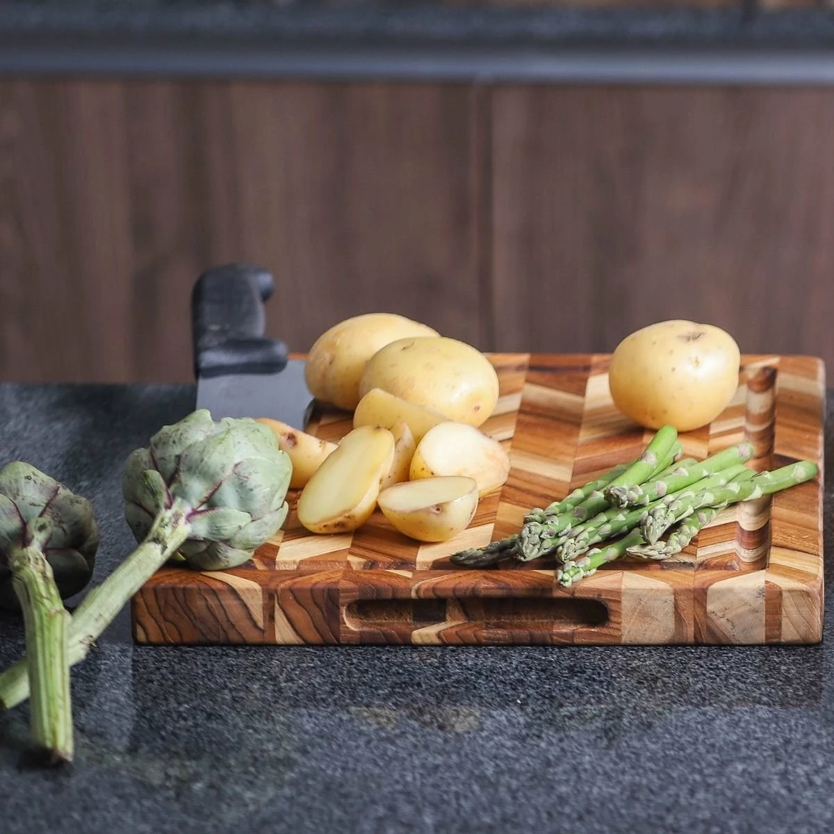 TeakHaus Herringbone End-Grain Cutting/Serving Board (Rectangle) | 14" X 10" X .9" 4 TeakHaus Herringbone End-Grain Cutting/Serving Board (Rectangle) | 14" X 10" X .9" - Image 2