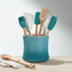 Le Creuset Large Utensil Crock | Caribbean Blue -Outlet Utensils Store rs13771 crock gwp lpr