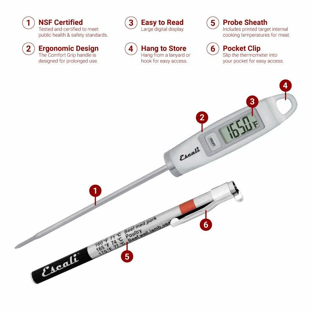Escali Gourmet Digital Thermometer | Silver 4 Escali Gourmet Digital Thermometer | Silver - Image 2