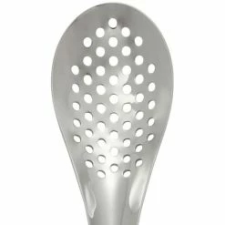 Mercer Culinary 6.75" Spherification Stainless Steel Plating Spoon -Outlet Utensils Store spherification spoon silver perforated bowl m35162