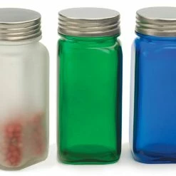RSVP International RSVP Square Spice Bottle (4 Oz) - Clear -Outlet Utensils Store sqr bu f g b r lids on alt 1000