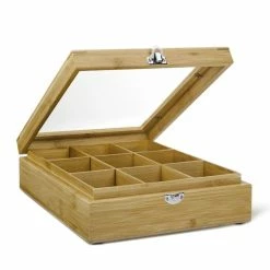 Bredemeijer Natural Bamboo Teabox | 9 Compartments -Outlet Utensils Store tb0009bn 1