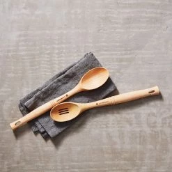 Le Creuset Revolution® Wooden Slotted Spoon -Outlet Utensils Store woodenutensils 2