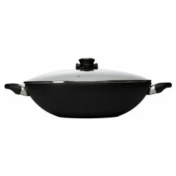 Swiss Diamond | XD Wok With Lid & Rack - 14" (6.3 Quart) -Outlet Utensils Store xd61136c swiss diamond xd wok with lid 14 inch 2 1