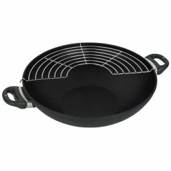 Swiss Diamond | XD Wok With Lid & Rack - 14" (6.3 Quart) -Outlet Utensils Store xd61136c swiss diamond xd wok with lid 14 inch 3 1